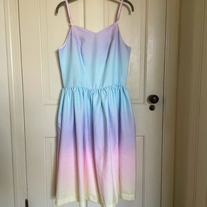 Magnolia Place Pastel Rainbow Ombre Swing Dress